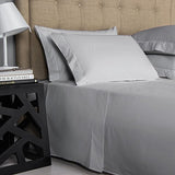 800-Thread-Count 100% Pure Cotton Bed Sheets -4 Pc Full Size Silver Sheet Set, Single Ply Long Staple Combed Cotton Yarns, Best Luxury Sateen Weave, Fits Mattress Upto 17'' Deep Pocket Comfortica Classics