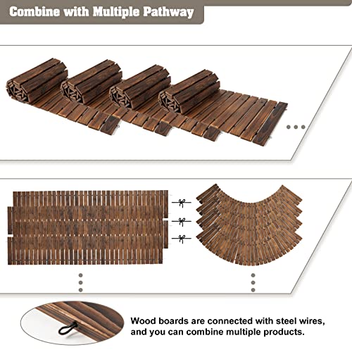 Roll-Out Garden Pathway Curved - 7 FT Outdoor Walkway with Non-Slip Surface Rustic Path Decorative Boardwalk for Outdoor Patio, Garden FURNDOOR