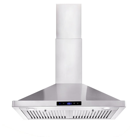 Tieasy Wall Mount Range Hood 30 inch Kitchen Hood 700 CFM with Ducted/Ductless Convertible Duct, Touch Control, Permanent Filters, Stainless Steel, 3 Speed Exhaust Fan, LED Light Tieasy