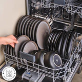 Karaca Mercure 59 Piece Stoneware Plates and Bowls Set, Reactive Glaze Black Dinner Set, Complete Kitchen Tableware Collection, Ideal Dinnerware for 12 People Dining Experience, Dishwasher Safe KARACA