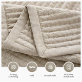 Oversized King Quilt Set 112"x106" – Soft Washed 3-Layer Lightweight California King Bedspread, Minimalist Nordic Design, All-Season Spring & Summer Quilt Set (1 Quilt + 2 Pillow Shams),Light Taupe KASENTEX