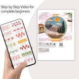 Zhenqing Mountain Sunrise Embroidery Kit - 29x29cm Printed Fabric, Hoop & Full Tools for Beginners(S-CX0636)