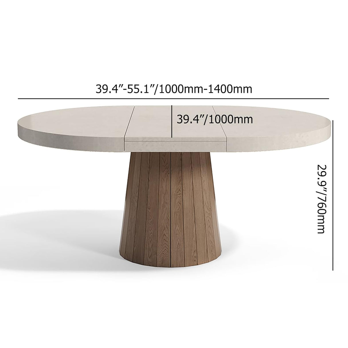 homary 39"-55" Round Pedestal Dining Table Extendable Dining Room Table for 6 Farmhouse Oval Kitchen Table homary