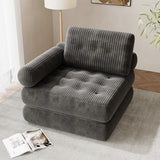 DSNAPE 35" Folding Sofa Bed, 5-in-1 Convertible Sleeper Chair Floor Mattress with Removable Armrest, Boneless Couch in a Box Fold Out Futon Lounge Chair Bed for Dorm Bedroom Small Space - Grey, Single DSNAPE