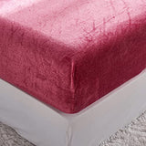 YASMENG Extra Soft Wine Red Velvet Plush Fitted Sheet Twin Size with 16” Deep Pocket, Warm Luxury Single Fitted Sheet Only for Fall Winter Spring, Fuzzy Flannel Fleece Mattress Protector Cover YASMENG