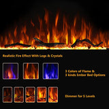 Dreamflame Electric Fireplace 42inches, Wall-Mounted & Recessed Fireplace Inserts, Multicolor Flame w/5 Dimmer, Remote Control Thermostat, Timer, Overheating Protection, Hardwire Connect, 1500W,Black Dreamflame