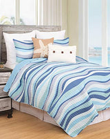C&F Home Sea Waves Seawaves Blue Ocean Coastal Theme Twin Bed 2-Piece Beach Reversible Coverlet Lightweight Quilt Set with 1 Sham Reversible Bedding Coverlet Comforter Nautical Bedding Set Twin 2 C&F Home