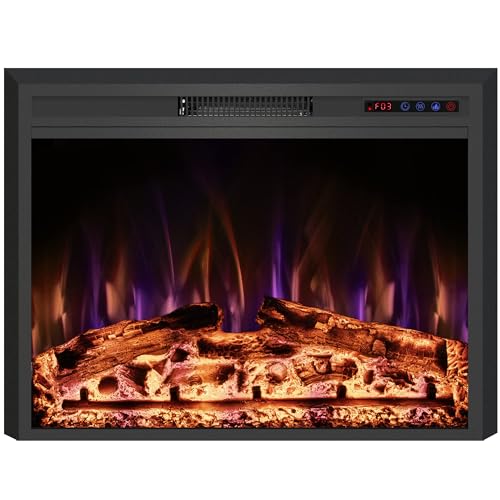 Rodalflame 33" Width Electric Fireplace Inserts with Adjustable Flame Colors, Fireplace Heater with Touch Screen & Remote Control, Recessed in Wall, 750/1500W, Timer RODALFLAME