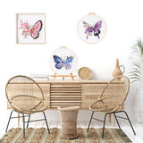LB Butterfly Embroidery Kit for Beginners Adults, 3 Sets Hand Embroidery Starter Kit with Flower Pattern and Instructions Stamped Cross Stitch Kits Include Embroidery Hoop Needles Threads Scissors