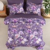 Drucon Floral Comforter Set King Size 7 Piece, Purple Flower Bed in a Bag, Elegant Floral Comforter with Sheet Set, Soft Microfiber Bedding Set for All Season Drucon
