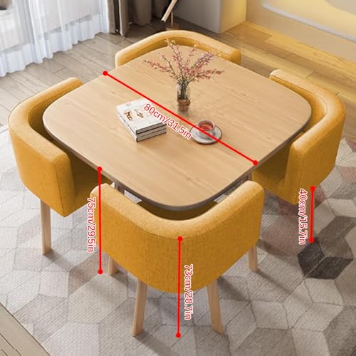 Modern Four Person Dining & Conference Table Set - Round & Square Shapes - Living Room, Kitchen & Office, Green Table Set WAZCSD