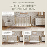 Namesake Abigail 3-in-1 Convertible Baby Crib (Gold) - GREENGUARD Gold Certified - Convertible Crib to Toddler Bed and Daybed - Baby Bed w/ 4 Adjustable Heights - Vintage Baby Crib Convertible