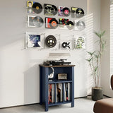 LIDYUK Record Player Stand, Vinyl Record Storage Table End Table with Display Shelf Holds up to 130 Albums, Large Nightstand Wood Turntable Stand Cabinet Side Table for Living Room, Bedroom, Blue LIDYUK