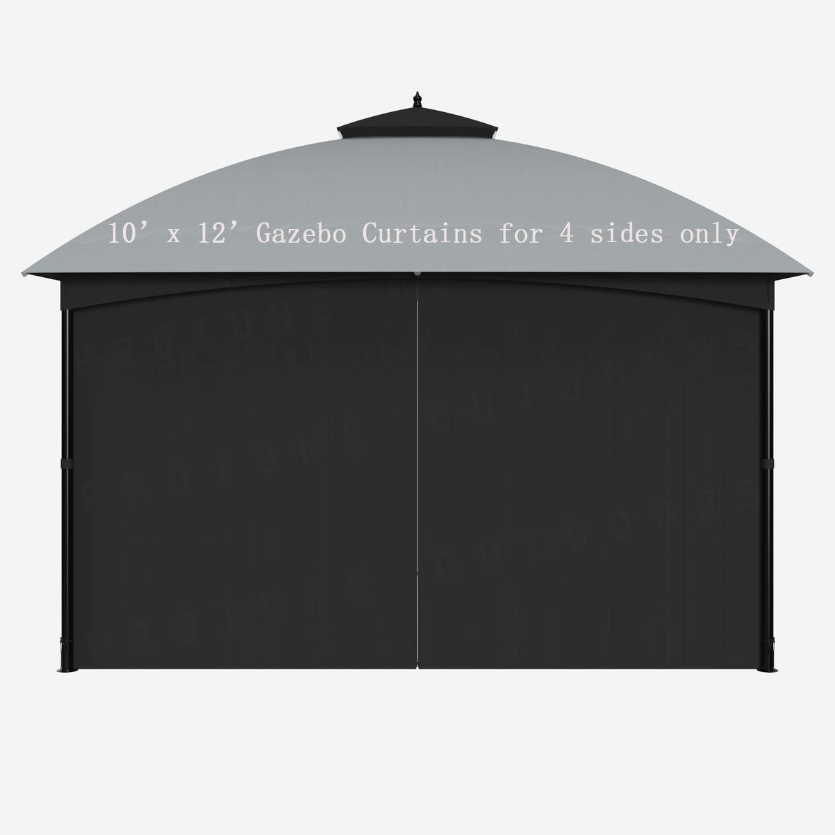 SunCula Replacement 10'x12' Gazebo Curtains waterproof, Universal Privacy Shade Curtains 4-Panels sidewall with Zipper, Outdoor Curtains for Patio, Backyard, Garden-Black (Only Curtains) SunCula