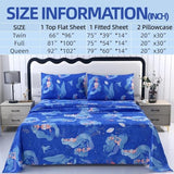 MAG 4Pcs Mermaid Full Size Sheet Sets,Blue Ocean Sheets,Kids’ Microfiber Bedding Sheet Set 1 Fitted Sheet 14''Deep Pocket +1 Flat Sheet+2 Pillowcases for Toddler Boys and Girls,Breathable and Wrinkle. MAG
