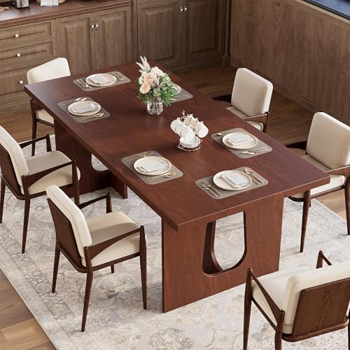 IDEALHOUSE 71" Long Dining Table for 6-10 People - Farmhouse Kitchen Table with Extra Thick Tabletop & Heavy-Duty Metal Legs, Sturdy Rectangular Table for Dining Room, Conference Room, Office, Walnut IDEALHOUSE