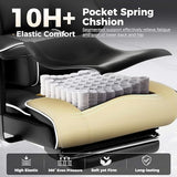 COMHOMA Big and Tall Office Chair 400lbs High Back Gaming Chair with Ergonomic Lumbar Support & Pocket Spring Cushion for Lower Back Pain Relief, Leather Executive Chair with Foot Rest, White/Black COMHOMA