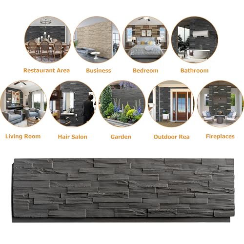 ROOMTEC 6-Packs Faux Stone Wall Covering Panels for Interior and Exterior Decor, PU Stone Veneer Exterior, Exterior Siding Panels for DIY Home Improvement Projects, 45.67" x 12.99" ROOMTEC