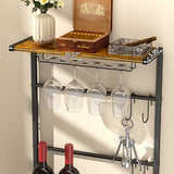 5-Tier Wine Rack Freestanding Floor, Liquor Bar Stand with Glasses Holder and 4 S Hooks, Corner Mini Bar Cabinet for Small Space, 8 Bottles Wine Bar Cabinet for Home, 11.81"D x 16.53"W x 53.55"H DAOUTIME