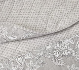 Chezmoi Collection Robyn 3-Piece Neutral Taupe Gray White Floral Hibiscus Flower Patchwork Striped Quilt Set - Pre-Washed Cotton Coverlet - Lightweight Reversible Bedspread, Queen Size Chezmoi Collection