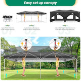 COBIZI Canopy 10x20 Pop Up Canopy Tent with 6 Sidewalls, One Push Party Tents for Parties Outdoor Wedding Waterproof Gazebo Commercial Event Tent with Sandbags, Black COBIZI