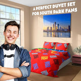 South Park Reversible Duvet Cover & Pillowcase Set for Teens, Men, Single or Double Bed Set, Bedding Decor, Gifts for Him (Multi Double) South Park