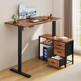 Homiflex 47 Inch L Shaped Standing Desk with 3 Drawers Electric Standing Desk with Storage Computer Desk Adjustable Height with Power Outlets 4 Memory Presets for Home Office, Rustic Brown Homiflex