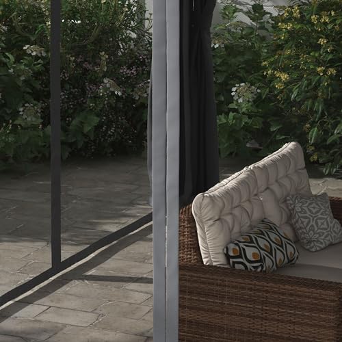 Outsunny 12' x 19' Louvered Pergola Hardtop Gazebo with Adjustable Aluminum Roof and Frame, Outdoor Pergola with Curtains and Netting, for Garden, Lawn, Backyard, and Deck, Dark Gray Outsunny