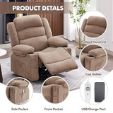 Rocker Recliner Chair with Heat and Massage, 360° Swivel Nursery Rocking Chairs for Adults, Oversized Recliner Single Sofa Seat with Cup Holders, Lazy Boy Recliner Single Sofa (Manual, Brown)