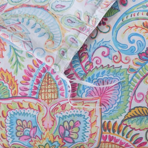 FADFAY Paisley Duvet Cover Set Queen Bohemian Damask Paisley Bedding Luxurious Pink Boho Paisley Comforter Cover Set 100% Cotton Ultra Soft Quilt Cover with Hidden Zipper Closure 3 Pieces, Queen Size FADFAY