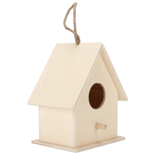 Mini Wooden Bird House, Hanging Birdhouse Nesting Box Natural Unfinished Wood Bird Nests DIY Ornament Crafts for Outdoor Garden Courtyard Decoration