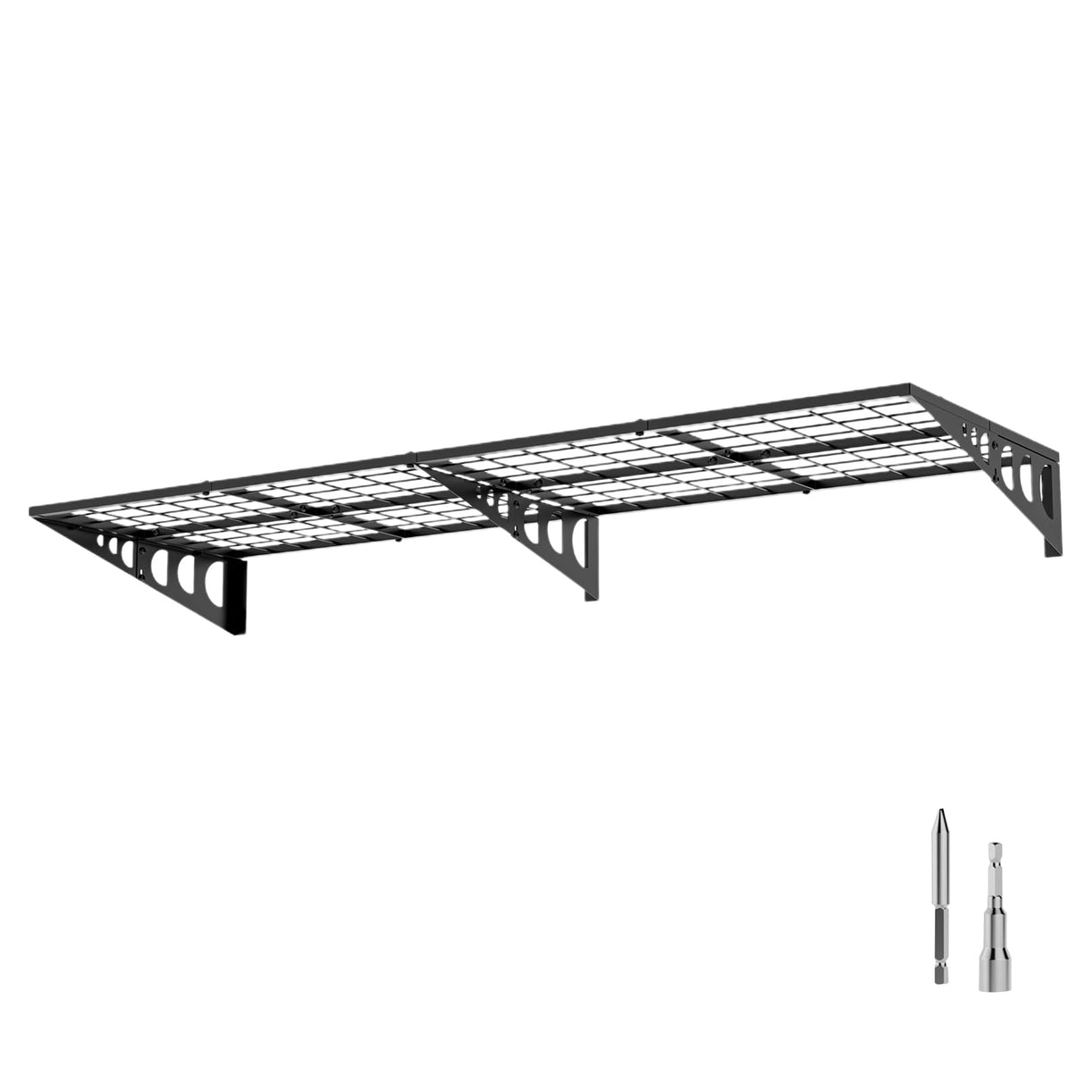 QKOSMTL 2x5.5 ft Garage Wall Shelving Garage Storage Shelving Wall Mounted,Loads 100 lbs Heavy Duty Wall Mounted Metal Garage Shelves (Suitable for Concrete Walls) QKOSMTL