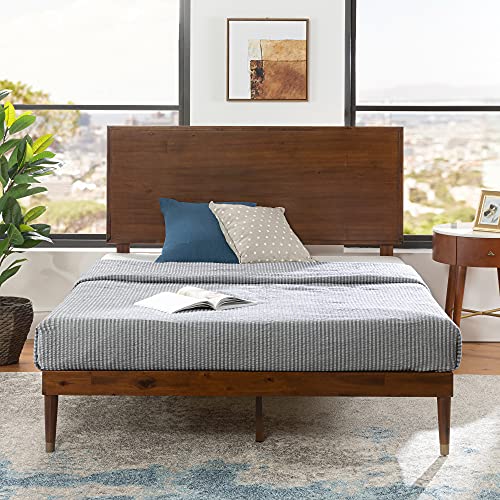 Zinus Raymond Mid-Century Solid Wood Platform Bed Frame with Adjustable Headboard - WoodArtSupply