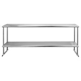Profeeshaw Stainless Steel Overshelf for Prep & Work Table 12” x 72” NSF Commercial Adjustable Double Shelf 2 Tier for Restaurant, Bar, Utility Room, Profeeshaw