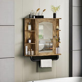 YITAHOME Bathroom Cabinet Medicine Cabinet Organizer, Wall Mounted Cabinet with Mirror Door and Removable Shelf for Bathroom Living Room Laundry Bedroom, Brown YITAHOME