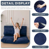 MAXYOYO Folding Sofa Bed, Extra Thick and Long Floor Sofa Convertible Sleeper Chair with Washable Cover, Floor Couch Lounge Bean Bag Bed for Living Room, Navy, 30x95 Inch MAXYOYO