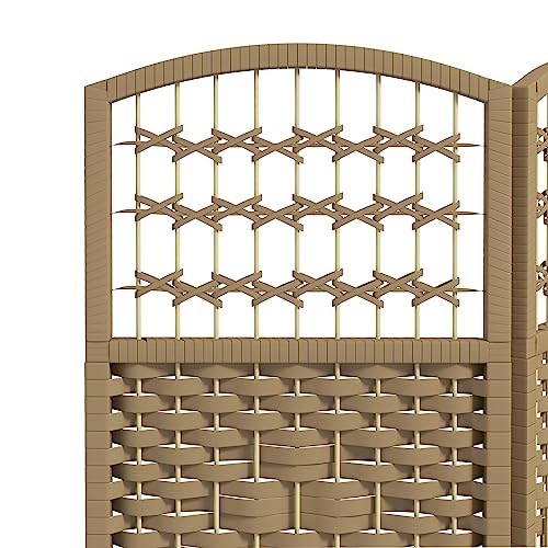 HOMCOM 6 Panel Room Divider, Folding Privacy Screen, 5.6' Room Separator, Wave Fiber Freestanding Partition Wall Divider, Natural HOMCOM