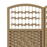 HOMCOM 6 Panel Room Divider, Folding Privacy Screen, 5.6' Room Separator, Wave Fiber Freestanding Partition Wall Divider, Natural HOMCOM