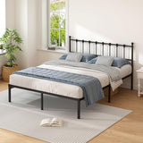 Kujielan Queen Size Bed Frame with Modern Headboard, Metal Platform Bed Base with Strong Support, No Box Spring Needed, Easy Assembly, Noise Free，Black Kujielan