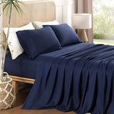 Dreava Twin Sheet Set 3 Piece, 16'' Deep Pocket Fitted Sheets Soft Breathable Microfiber Bed Sheets Luxury Hotel Bedding with Pillowcse Cooling, Wrinkle Free, Oeko-Tex Certified Bedsheets，Navy Blue Dreava