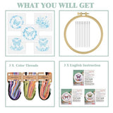 GLTAYLMY Butterfly Embroidery Kit for Beginners Adults, 3 Sets Hand Embroidery Starter Kit with Flower Pattern and Instructions Stamped Cross Stitch Kits Include Embroidery Hoop Needles Threads