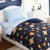 Toddler Bedding Set - 4 Pieces Toddler Comforter Set for Kids Boys, Glow in The Dark Space Bed in A Bag with Sheets Kaleido Space