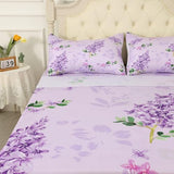 FUYEUN Floral Sheets Sets Queen Size 4 Pcs Flower Fitted Sheets Bedding for Women Girls Purple Lilac Modern Bed Sheets with 1 Flat & 2 Pillowcases FUYEUN