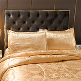 Raytrue-X Queen Comforter Set- Luxury Gold Silk Bed Set All Season Lightweight Quilt Soft Microfiber Bedding comforters & Sets Matching 2 Pillow Shams (Full/Queen, 3 Pieces, 88-by-88 inches) Raytrue-X