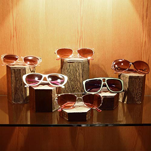 MOOCA Wooden 6 Pcs Hexagon Risers for Display Jewelry and Accessories Display Stand, Brown MOOCA