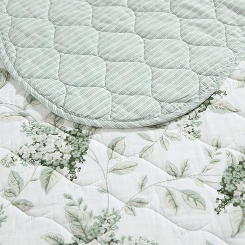 Laura Ashley - Twin Quilt Set, Elegant Lightweight Bedding with Matching Sham(s), Super Soft and Cozy Home Decor (Portland Floral Green, Twin) Laura Ashley