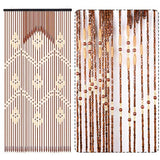 DouSeiAi Natural Wood and Bamboo Beaded Curtain Room Divider, 32 Strands Hanging Doorway Decor for Bedroom, Porch, Living Room, 35 x 69 Inches DouSeiAi