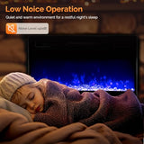 ROVSUN 30'' Electric Fireplace, 2-in-1 Ultra-Thin Wall Mounted & Recessed Fireplace with WiFi & Remote Control & Touch Screen, 1500W Wall Heater with 12 Realistic Flame Color, Timer & Crystal ROVSUN