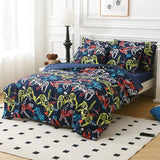 Aqzuxira Glow in The Dark Kids Comforter Set, 3 Pieces Gamepad Pattern Bedding Set Twin Size for Boys Girls Teen, 1 Comforter, 1 Pillowcase, 2 Pillow Shams Aqzuxira