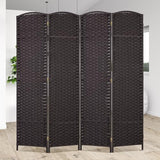 4 Panel 5.57 FT Tall Waterproof Wood Frame Room Divider - Folding Screen Room Divider with Japanese Paper Design- Partition Wall Divider & Room Partitions and Dividers (Brown, 4 Panel) RROCOSIA